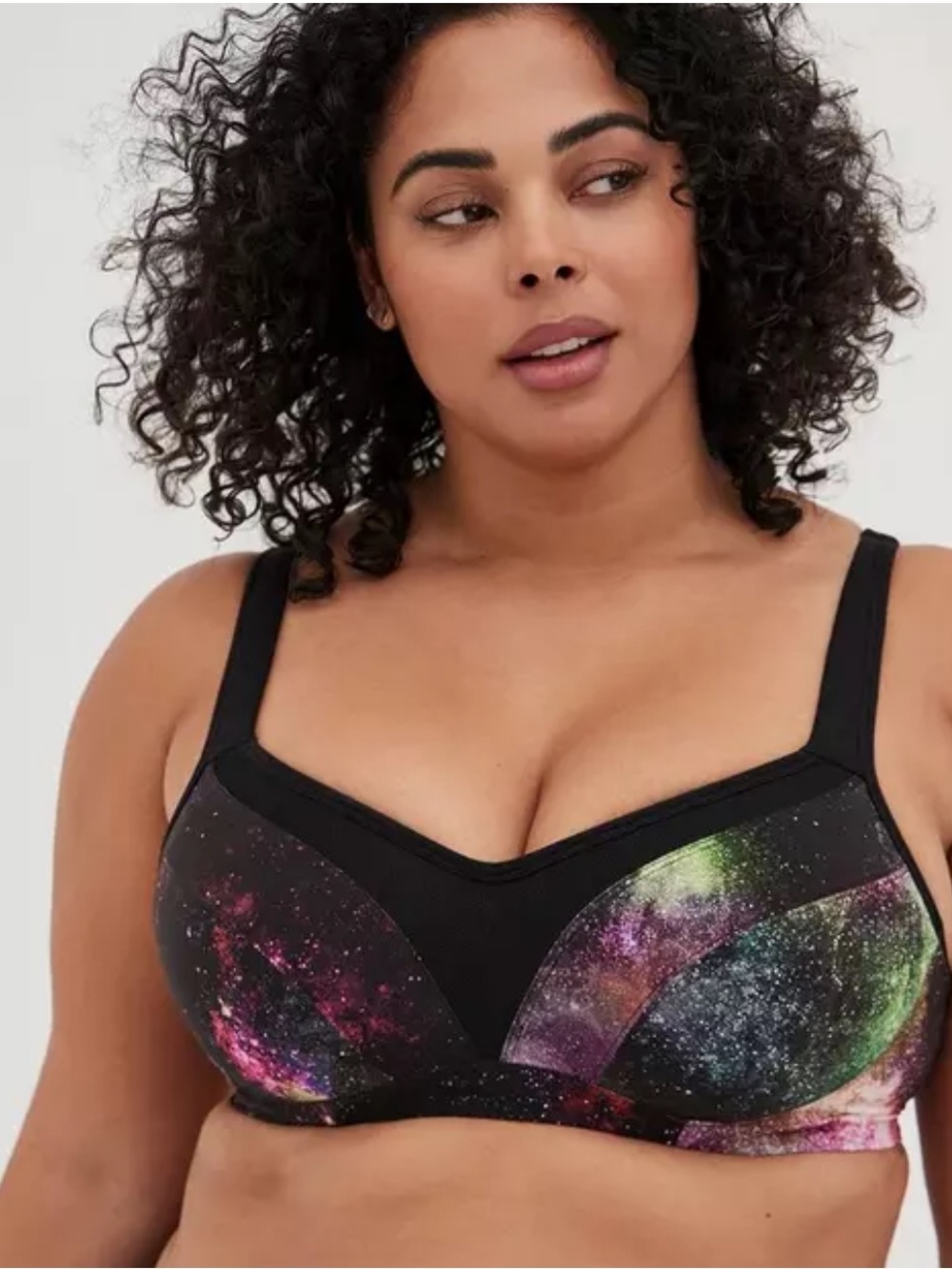 Torrid Mid Impact Underwire Sports Bra Bright Galaxy Neon Print Size 46C 46B